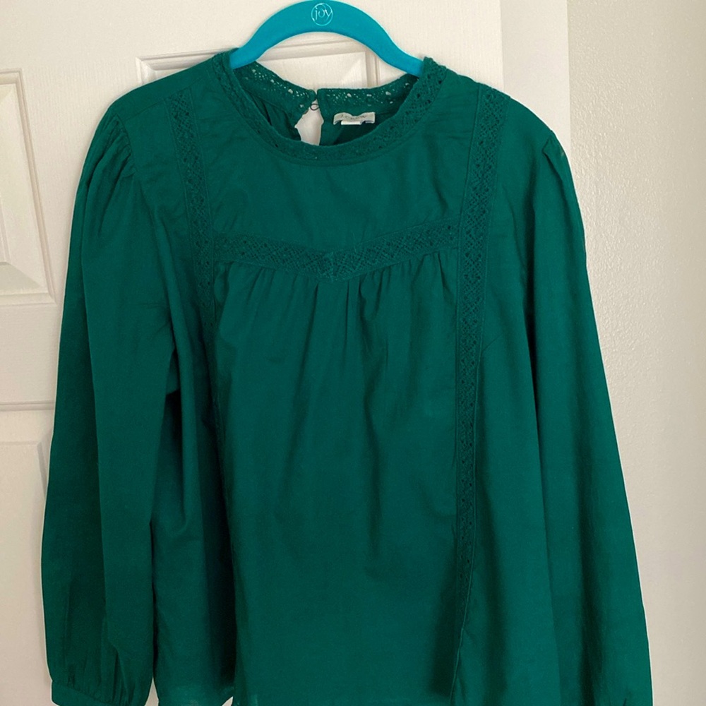J Crew Women’s Green  Blouse size large NWOT